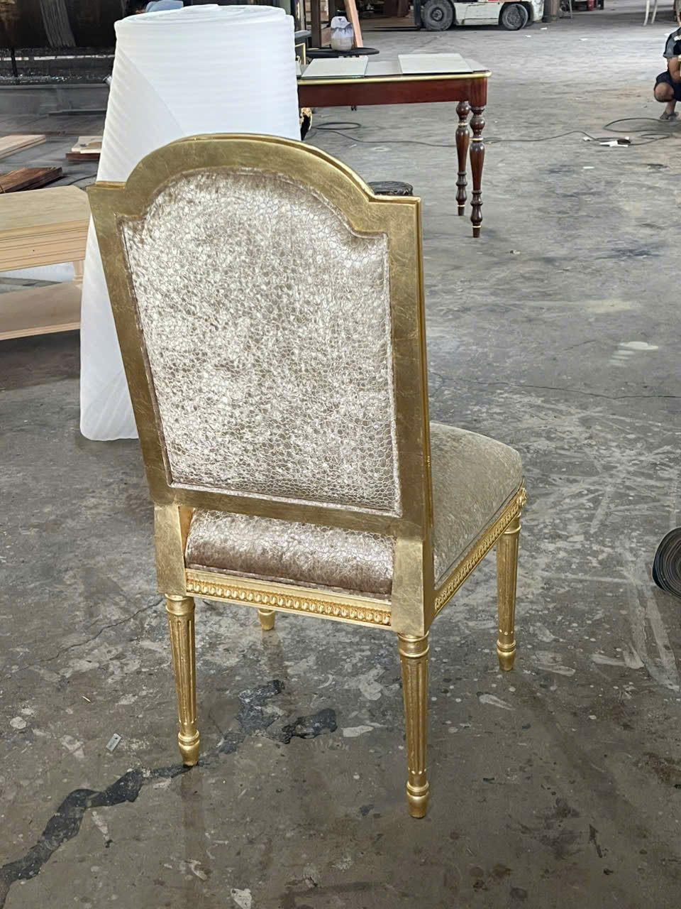 GHẾ ĂN LOUIS XVI DÁT VÀNG BỌC NHUNG